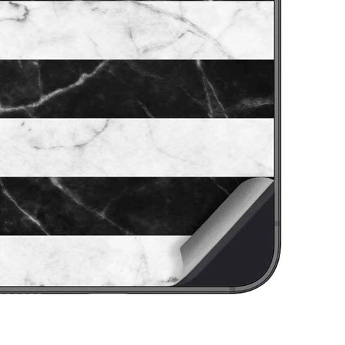 Black and White Striped Marble Galaxy A14 5G Skin